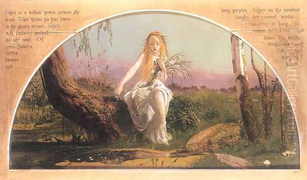 Ophelia 1852, retouched 1857-58 Oil Painting by Arthur Hughes