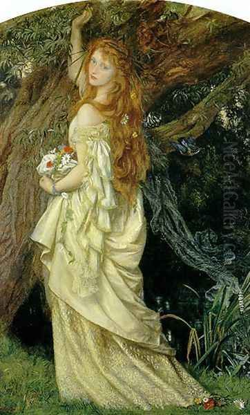 Ophelia ('And will he not come again?') Oil Painting by Arthur Hughes