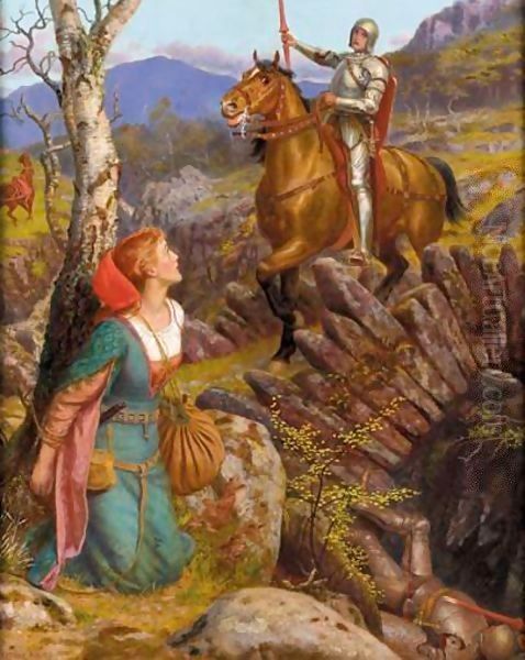 Overthrowing the Rusty Knight 1908 Oil Painting by Arthur Hughes