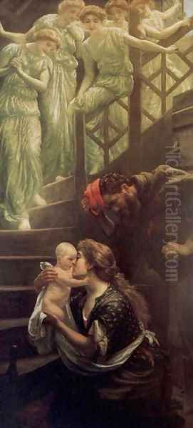 The Heavenly Stair Oil Painting by Arthur Hughes