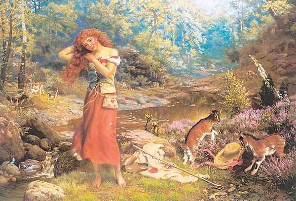 Audrey's Toilette 1870s Oil Painting by Arthur Hughes