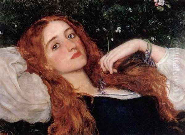 In the Grass 1864-65 Oil Painting by Arthur Hughes