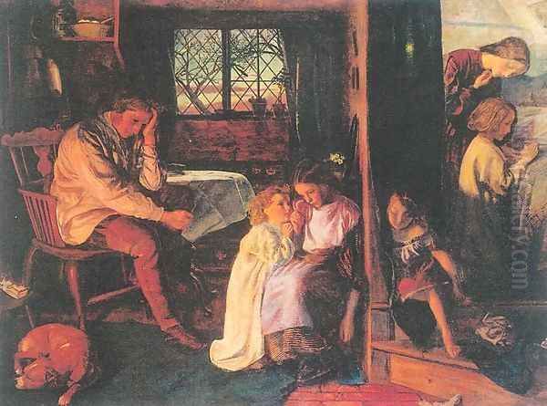 Bedtime 1861-62 Oil Painting by Arthur Hughes