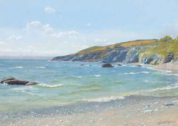 Perran Point Cornwall Oil Painting by Arthur Hughes