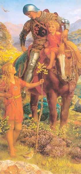 The Rescue (right panel of diptych- location of lefthand panel unknown) 1907-08 Oil Painting by Arthur Hughes