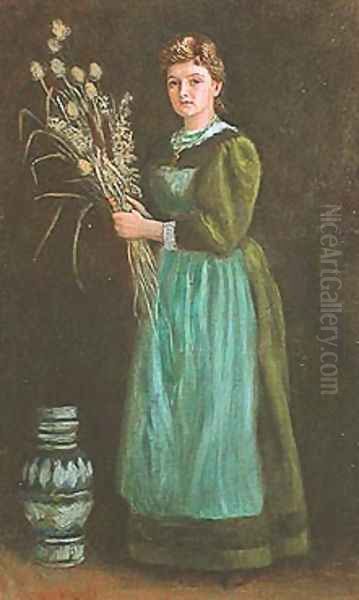 Portrait of Lucy Hill Oil Painting by Arthur Hughes