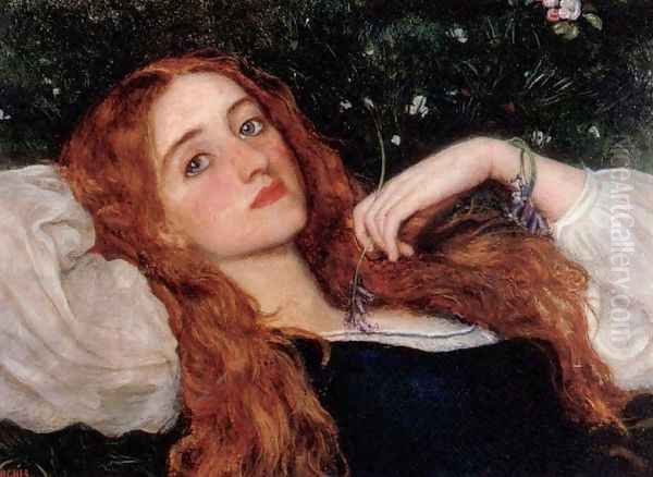 In the Grass (second version) Oil Painting by Arthur Hughes