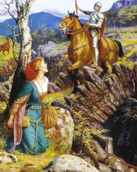 Overthrowing of the Rusty Knight Oil Painting by Arthur Hughes