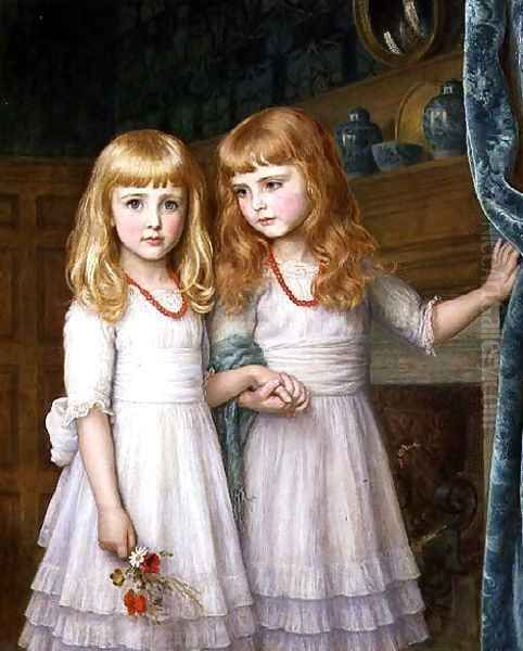 Marjorie and Lettice Wormald Oil Painting by Arthur Hughes