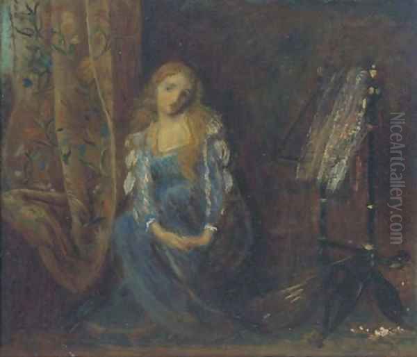 Sigh no more, ladies Oil Painting by Arthur Hughes