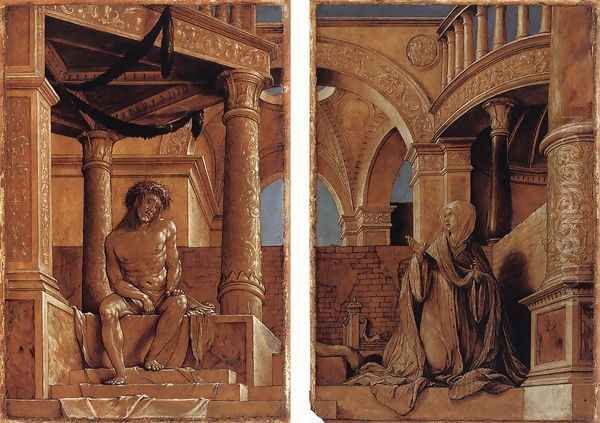 Diptych with Christ and the Mater Dolorosa c. 1520 Oil Painting by Hans Holbein the Younger