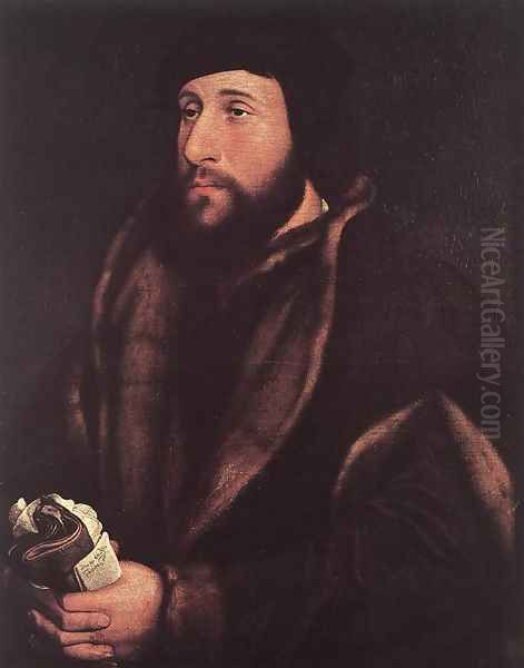 Portrait of a Man Holding Gloves and Letter c. 1540 Oil Painting by Hans Holbein the Younger