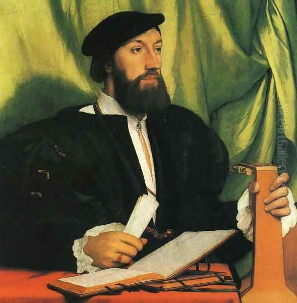 Unknown Gentleman with Music Books and Lute c. 1534 Oil Painting by Hans Holbein the Younger