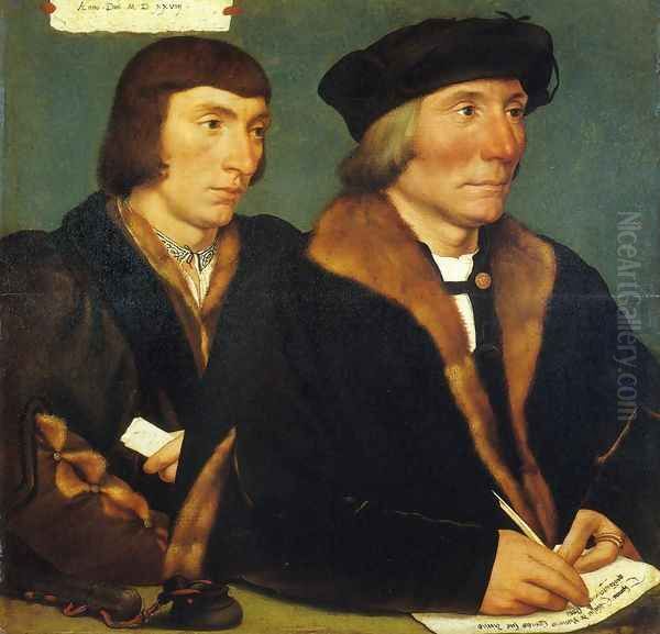 Portrait of Thomas Goldsalve and His Son John Oil Painting by Hans Holbein the Younger