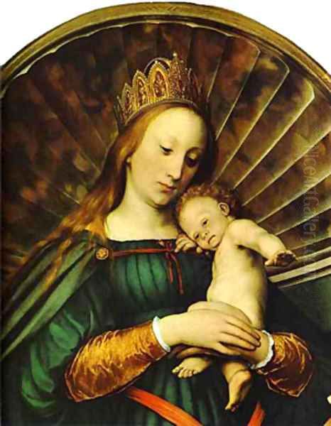 Meyer Madonna Detail 1 1526 Oil Painting by Hans Holbein the Younger