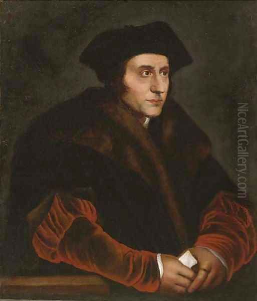 Portrait of Sir Thomas More (1478-1535), half-length, in a fur lined coat Oil Painting by Hans Holbein the Younger