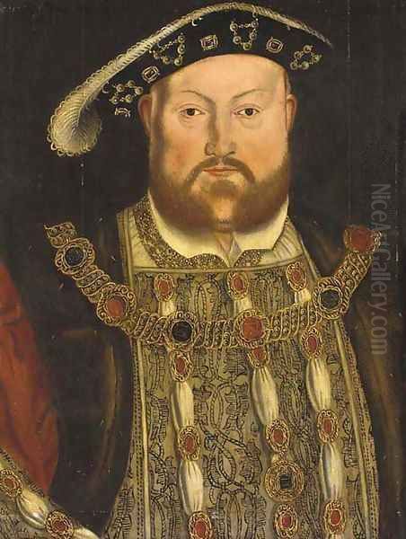 Portrait of Henry VIII (1491-1547), half-length, with a jewelled tunic and chain 2 Oil Painting by Hans Holbein the Younger