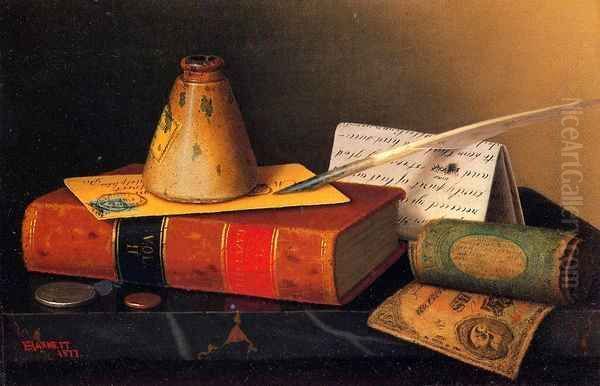 Still Life Writing Table Oil Painting by William Michael Harnett