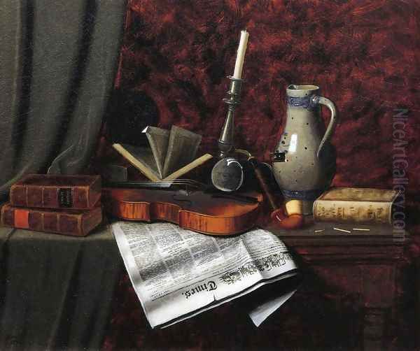 Still Life with Violin Oil Painting by William Michael Harnett