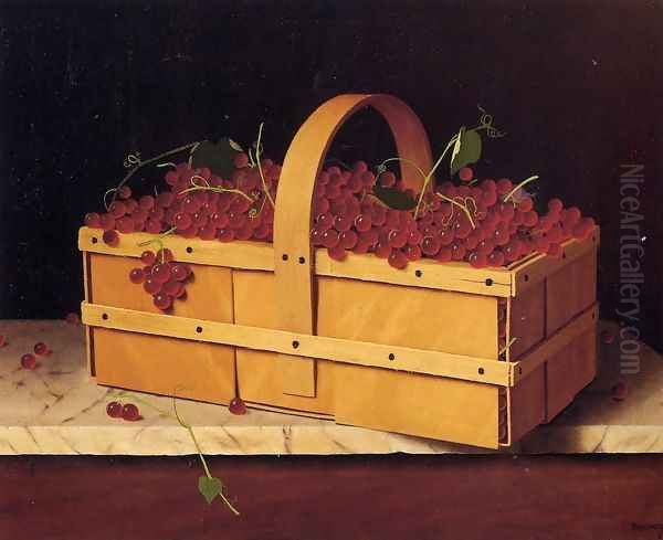 A Basket of Catawba Grapes Oil Painting by William Michael Harnett