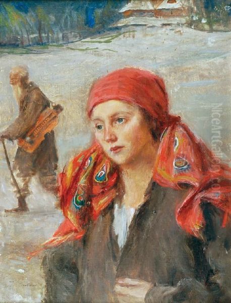 Dziewczyna I Lirnik Oil Painting by Teodor Axentowicz