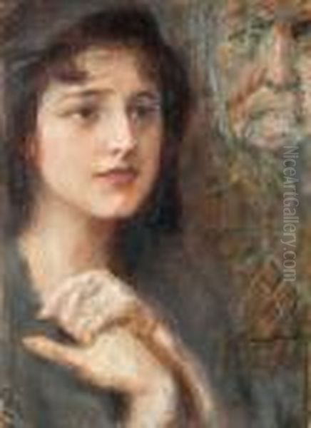 Youngwoman Being Watched Oil Painting by Teodor Axentowicz