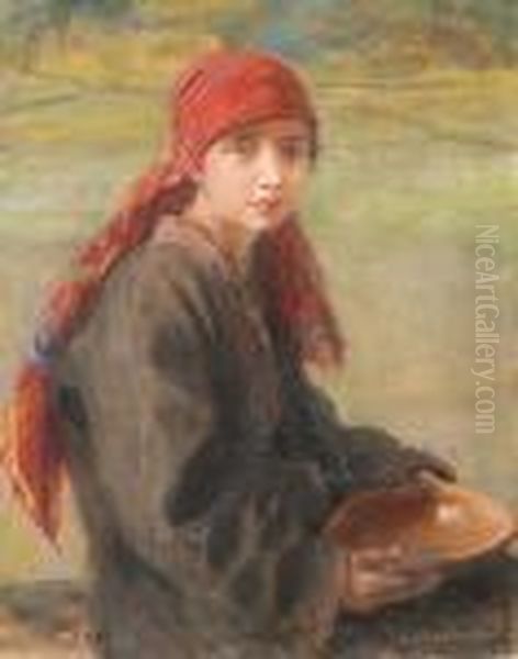 Hutsul Girl Oil Painting by Teodor Axentowicz