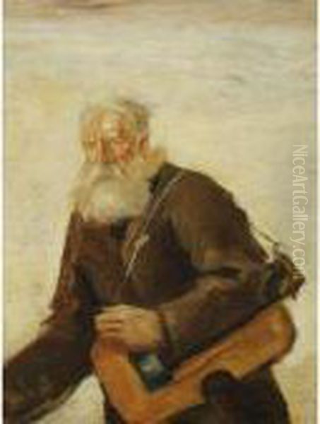 Lirnik (old Musician) Oil Painting by Teodor Axentowicz