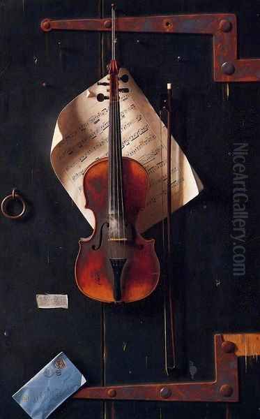 The Old Violin Oil Painting by William Michael Harnett