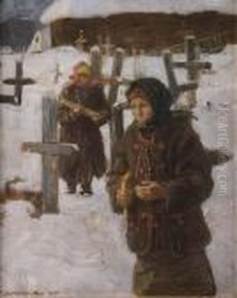 Zaduszki, 1913 R. Oil Painting by Teodor Axentowicz