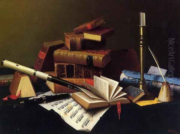 Music and Literature Oil Painting by William Michael Harnett