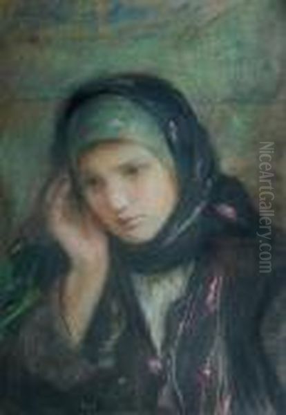 Huculska Dziewczyna Oil Painting by Teodor Axentowicz