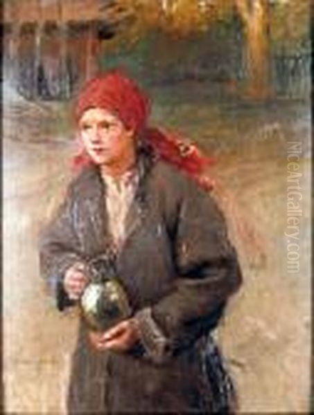 Dziewczyna Z Dzbanem Oil Painting by Teodor Axentowicz