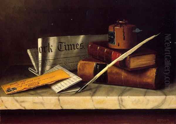 Still Life with Letter to Thomas B. Clarke Oil Painting by William Michael Harnett