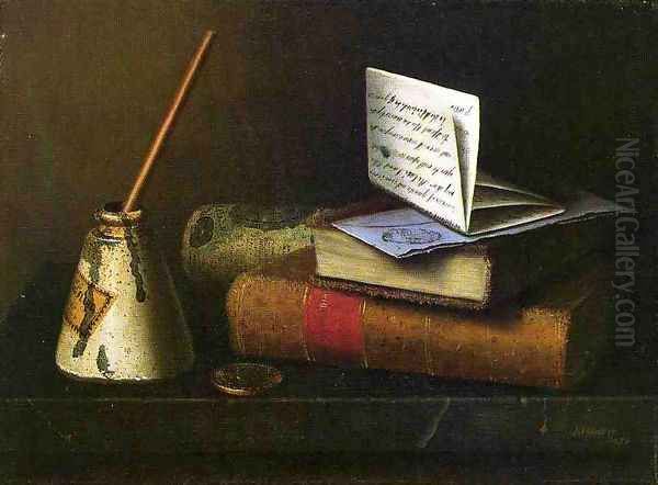 Still Life with Letter to Mr. Lask Oil Painting by William Michael Harnett