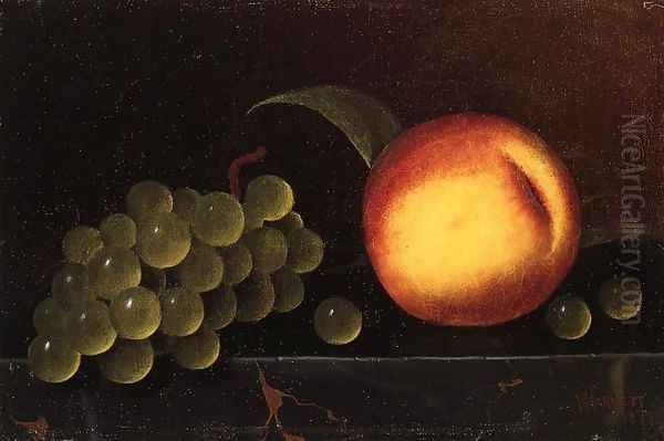 Peaches and Grapes Oil Painting by William Michael Harnett