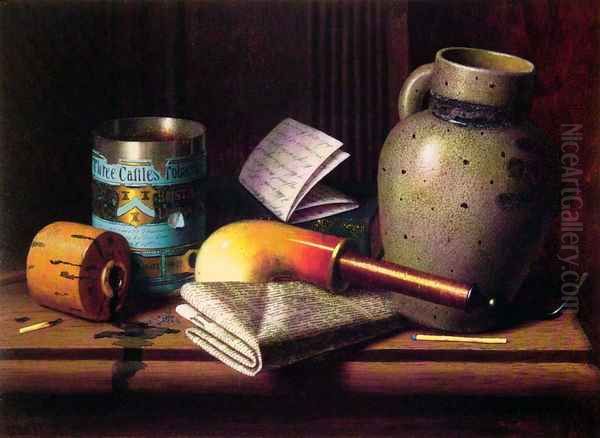 Still Life with Three Castles Tobacco Oil Painting by William Michael Harnett