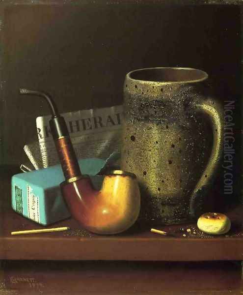 Still Life with Pipe, Mug and Newspaper Oil Painting by William Michael Harnett