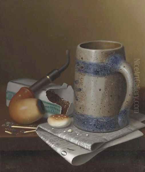 Two Ounces Oil Painting by William Michael Harnett