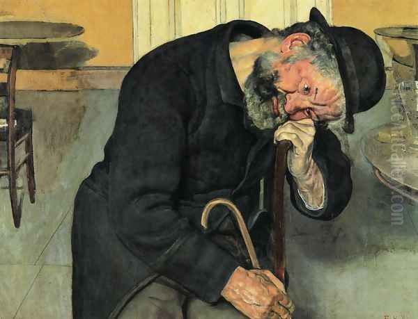 A Troubled Soul Oil Painting by Ferdinand Hodler