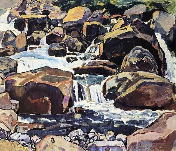 Mountain Stream At Champery Oil Painting by Ferdinand Hodler