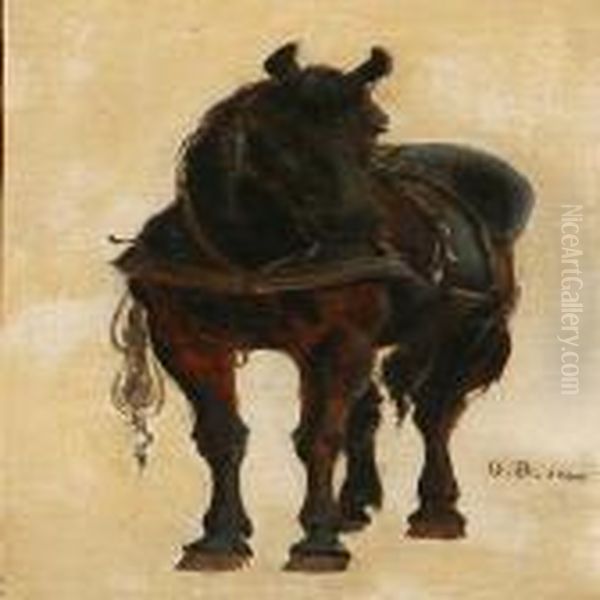 Study Of A Horse Oil Painting by Otto Bache