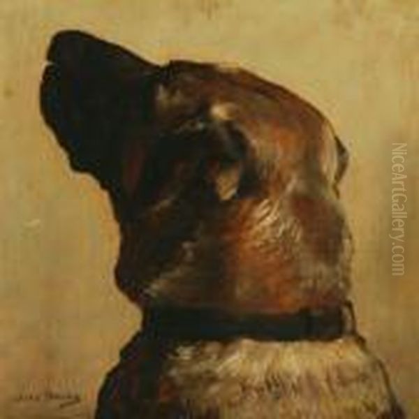 Portrait Of A Dog Oil Painting by Otto Bache