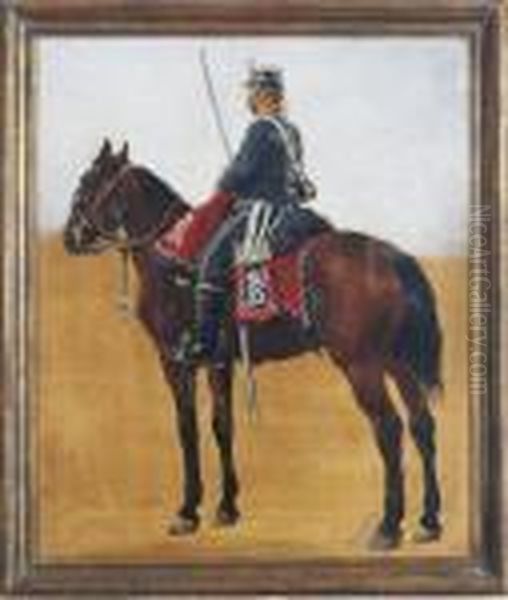 A Sergant Of The Danish Guard Hussars Oil Painting by Otto Bache