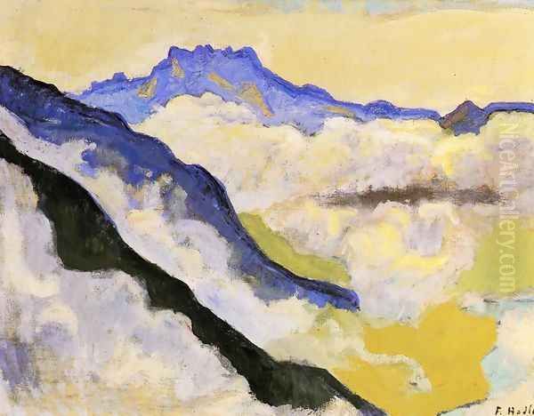 Dents Du Midi In Clouds Oil Painting by Ferdinand Hodler