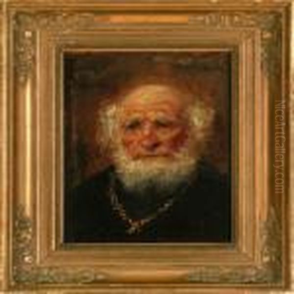 An Elderly Gentleman With Awhite Beard And Gold Chain Oil Painting by Otto Bache