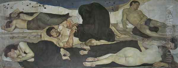 Night Oil Painting by Ferdinand Hodler