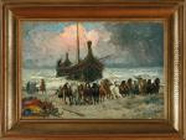 The Return Of The Vikings Oil Painting by Otto Bache