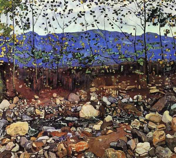 Forest Stream Oil Painting by Ferdinand Hodler