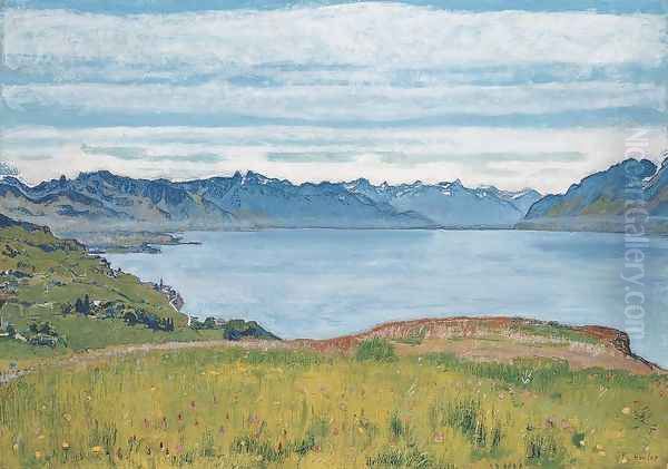 Landscape on Lake Geneva Oil Painting by Ferdinand Hodler